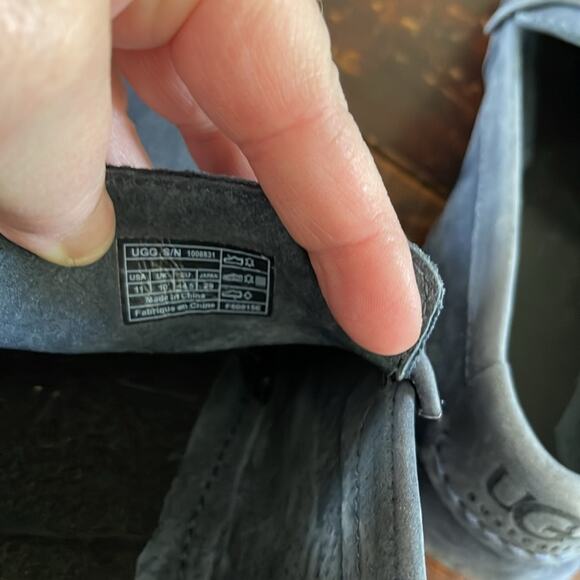 Men's Ugg Navy Nubuck Leather Slip On Driving Moccasin Loafers Size 11 - Picture 7 of 7